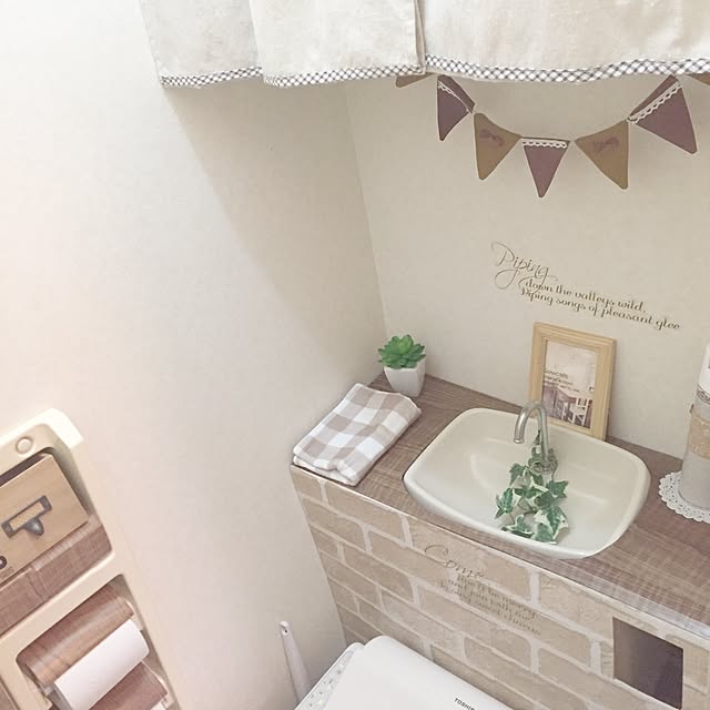 Bathroom,タンクレス風,タンクレス DIY,トイレタンク隠し DIY,トイレ改造計画,初心者,セリア,賃貸でも楽しく♪,賃貸DIY,賃貸でも諦めない！,収納,ダイソー,ナチュラル,ほぼ100均,プラダンボール,プラダン Minoriの部屋