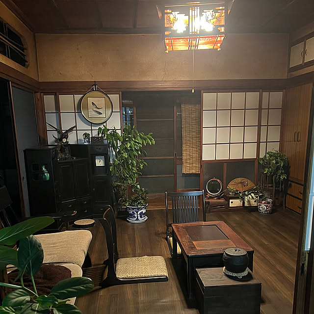 Overview,照明,アンティーク,DIY,レトロ,古道具,和風,古民家,古家具,平屋,昭和レトロ,大正レトロ,タイル貼りDIY,昔ながらの暮らし,一人暮らし,観葉植物,和室 yorozuの部屋