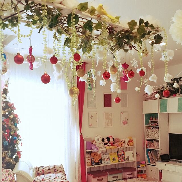 On Walls,クリスマス,2016クリスマス,天井から雪,ダイソークリスマスツリーオブジェ sormi1150の部屋