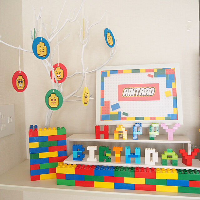 ウェルカムツリー,DIY,LEGO,誕生日,誕生日パーティー,誕生日飾り付け,ダイソー,100均,My Shelf kuropinpinの部屋