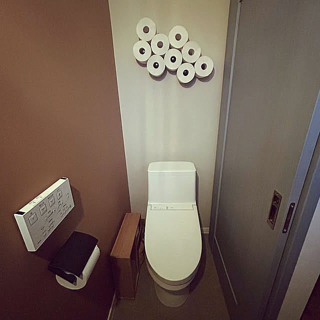 Bathroom,収納スペース,トイレットペーパー収納,トイレットペーパーストッカー,トイレットペーパー見せる収納,ダイソー,DIY,トイレ収納,ジョイフルAK,トイレ収納DIY fuuuchan69の部屋