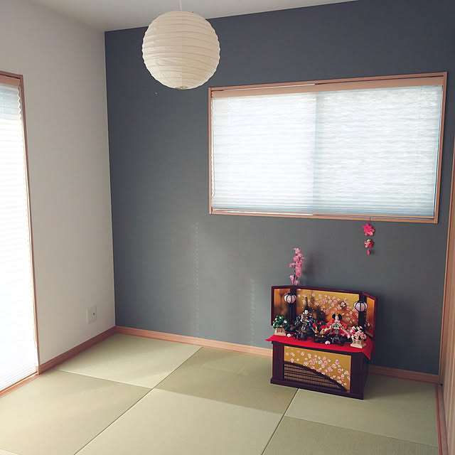 Overview,和室,壁紙,アクセントクロスグレー,ひな祭り,イサムノグチAKARI,和室照明,照明,ニチベイ kkmhの部屋