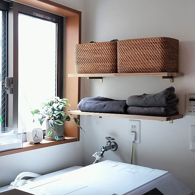 Bathroom,壁面収納,暮らしを整える,収納アイデア,無印良品 収納,棚DIY,洗濯機周り,洗濯機まわりの収納,水まわり,収納,収納棚,NO RC NO LIFE☻*,中古戸建て oomiの部屋
