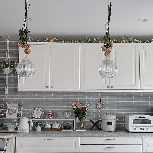 Kitchen,駆け込み～ෆ˚*,ホワイトキッチン,キッチン,IKEA,カップボード,メトード,花のある暮らし,グリーンのある暮らし,好きなものに囲まれた暮らし,保存ありがとうございます♡ miyu39の部屋