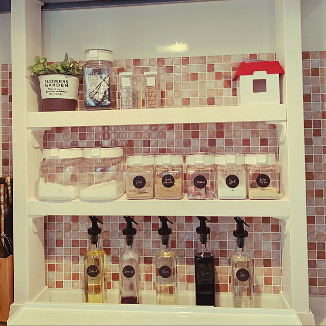 francfrancオイルボトル,オイルビネガーボトル,調味料棚DIY,DIY,セリア,ニトリ,Kitchen miwaの部屋