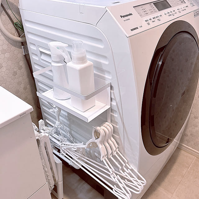 Bathroom,マグネット収納　ホースホルダー付ラック,マグネット収納,ニトリ,洗濯機まわりの収納,洗面所,この春、買ってよかったもの maronの部屋