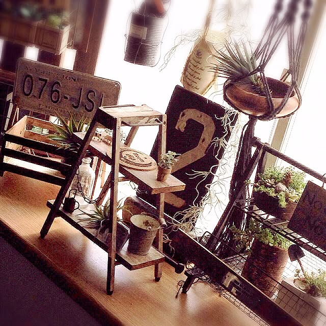 プチプラ×ペイントマジックで見せ方色々♪2wayラダーシェルフ by cocoa.さん