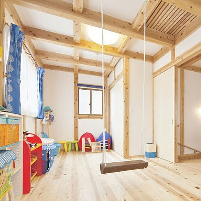 無垢のフローリング,和紙の壁紙,ブランコ,子供部屋,こどもと暮らす,木の家,和の家,IKEA,北欧,Overview Mayumayuppeの部屋