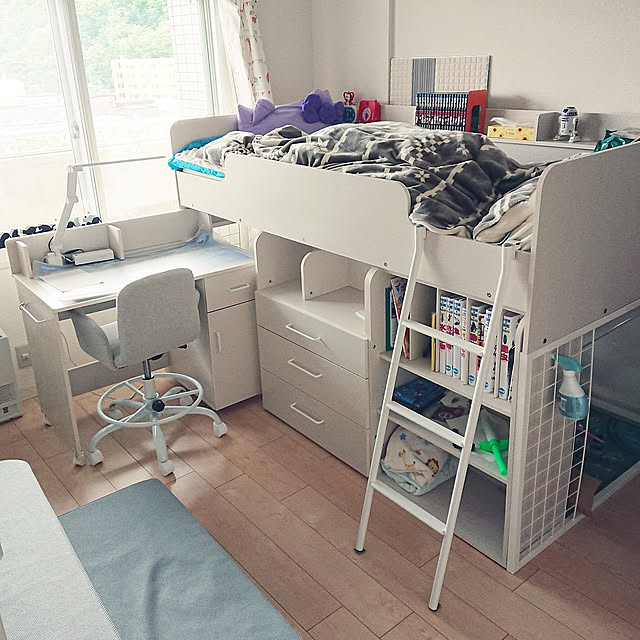 Bedroom,子供部屋,子供部屋男の子,システムベッド,ニトリ,ニトリのベッド,ニトリのソファ GARAGEDRiVE443Kの部屋