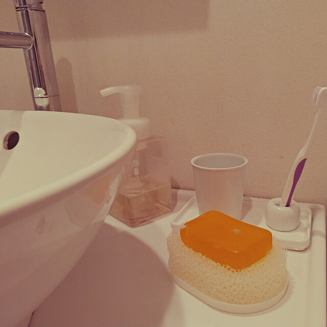 Bathroom,1K,一人暮らし,無印良品,ダイソー,石鹸置き,洗面所,ホワイトインテリア,歯ブラシスタンド curoの部屋