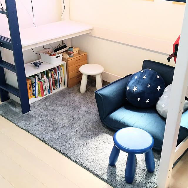 Bedroom,グレー,ネイビー,６畳,子供部屋,男の子の部屋,ロフトベッド sakieeの部屋