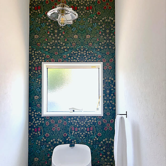 トイレ,DIY,LIXILトイレ,トイレの壁,ウィリアムモリス,ウィリアムモリスの壁紙,スッキリ暮らしたい,ナチュラル,マイホーム記録,おうち記録,マイホーム,LIXIL,シンプルインテリア,料理家のおうち,アンティーク,Bathroom,わが家のここがお気に入り！ artyの部屋