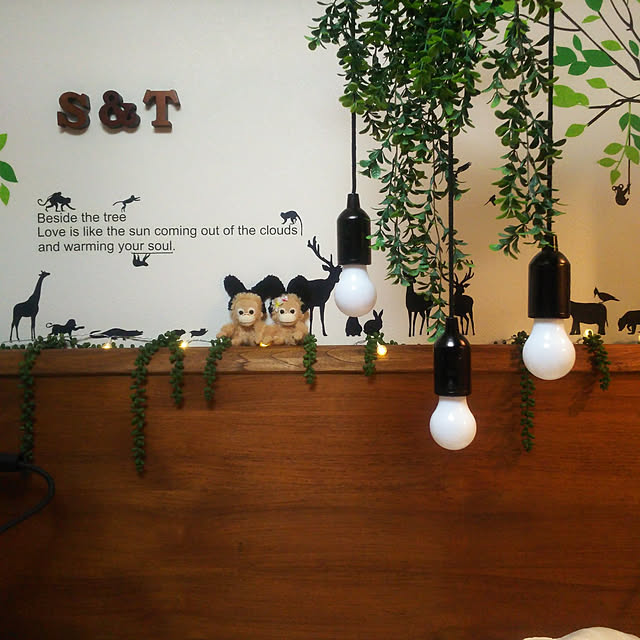 Bedroom,癒し,男前,モノトーン,ダイソー,フェイクグリーン,Daiso,雑貨,10分でできる,100均,ペンダントライトDIY,カフェ風,ペンダントライト,チーク家具,ハンドメイド,わたしのハンドメイド 冬,手作り,カリッジマーケット maria-grossの部屋