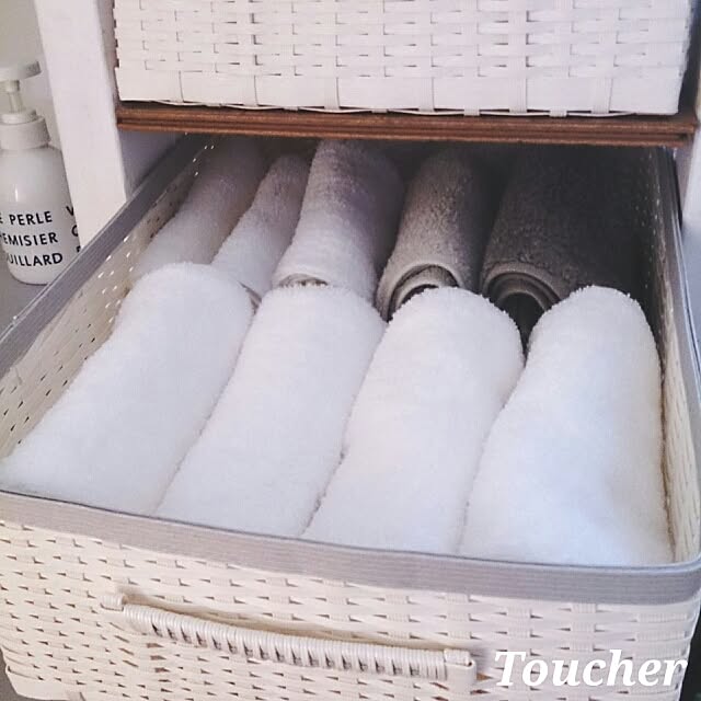 Bathroom,76組,ハンドメイド,エコクラフト,DIY,タオル収納,タオル,トゥシェ,サンプリング,ヒオリエ greenappleの部屋