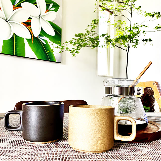 マグカップ,吹き抜けのある家,グリーンのある暮らし,植物のある暮らし,緑が好き,狭小を楽しむ,狭小3階建,観葉植物,緑を楽しむ,お気に入り,NO GREEN NO LIFE,プルメリア,バリ絵画,ドウダンツツジ,HASAMI,その日の気分で,珈琲,Kitchen mana3の部屋