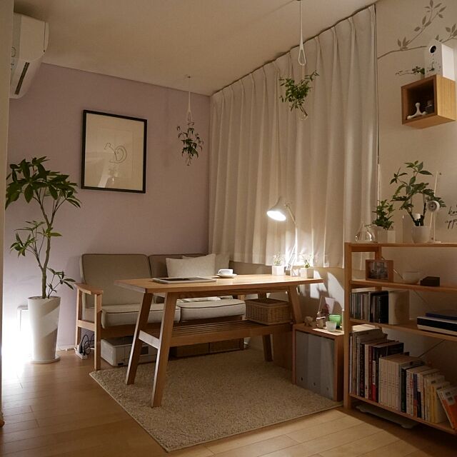 My Desk,一人暮らし,観葉植物,ナチュラル,フェイクグリーン,無印良品,北欧,照明,ソファ,カフェ風,ワンルーム,シンプル ponsukeの部屋