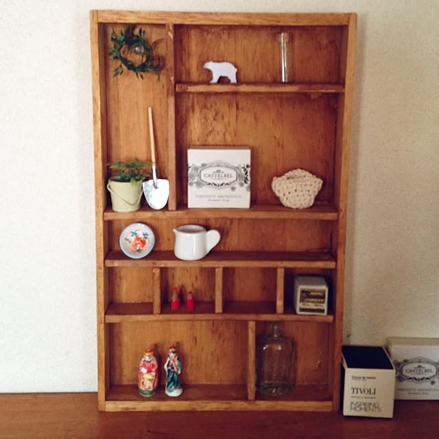 My Shelf,リメイク,素麺の空き箱,バルサ材,セリア,ペット,リスボン,蚤の市の戦利品,ハンドメイド,アンティーク utataneの部屋