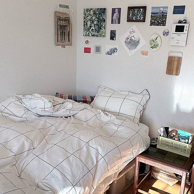 Bedroom,ミックスインテリア,無印良品,IKEA,アンティーク,一人暮らし,ベッドカバー,アートのある暮らし,ヴィンテージ 家具 asaの部屋