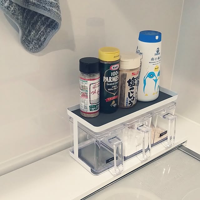 Kitchen,山崎実業,調味料入れ,調味料ラック,調味料置き,キッチンコンロ周り,排気口カバー,RoomClipショッピング maifofoの部屋