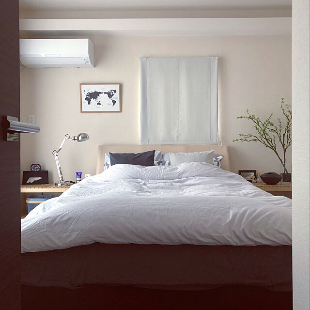 Bedroom,狭い寝室,フェイクグリーン,ナチュラルカラー,すっきり暮らしたい,シンプルに暮らしたい,ニトリ,IKEA ai.saの部屋