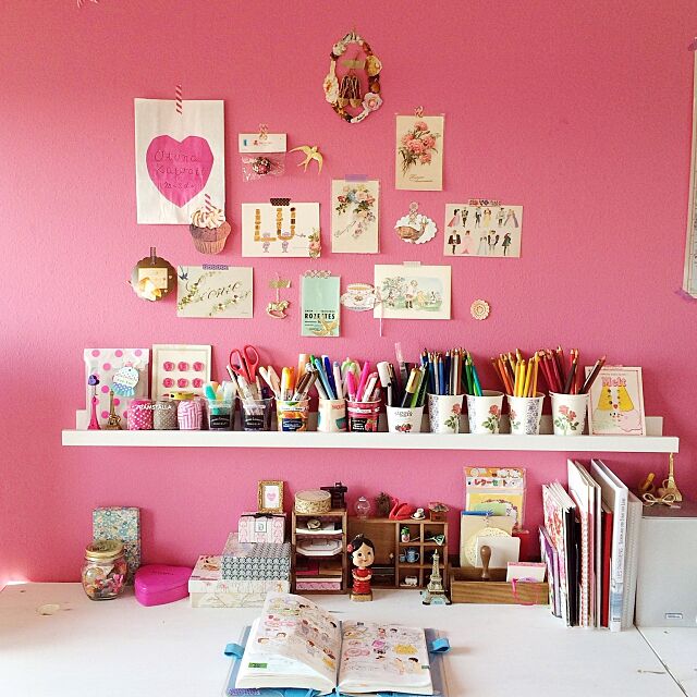 My Desk,パッケージ,文房具,IKEA,ピンク,セリア,ポストカード kanachの部屋