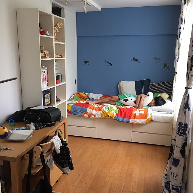Bedroom,ブルーの壁,こども部屋,IKEA madocafeの部屋