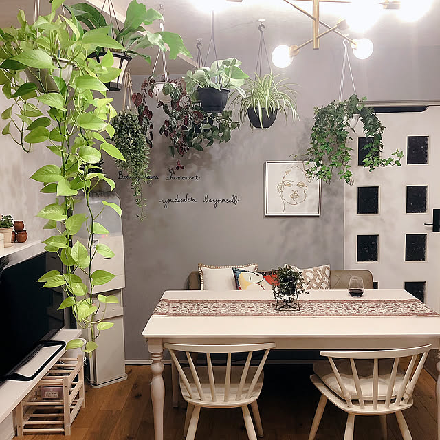 Overview,ハンギンググリーン,ダイニング,グリーン,観葉植物のある暮らし,テーブルランナー,SHEIN sashiの部屋
