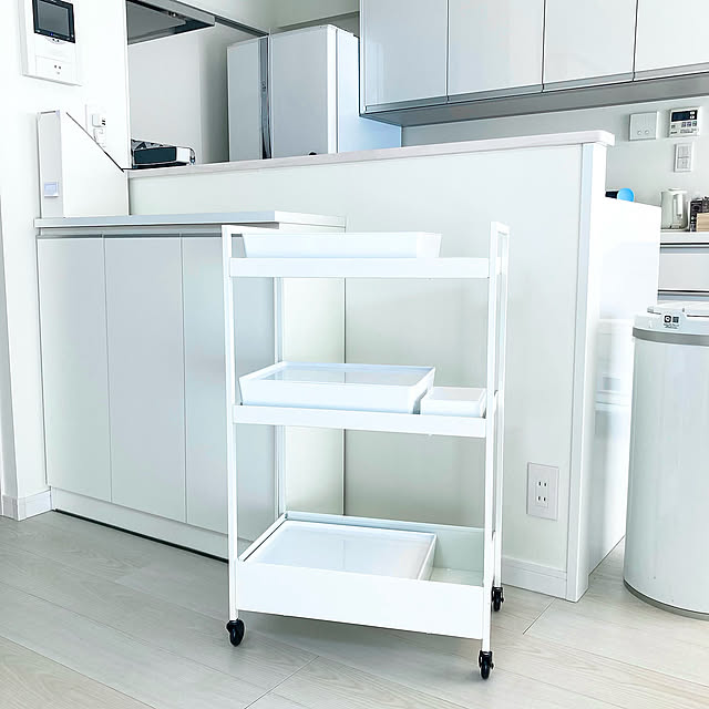 キッチンワゴン,IKEA,Lounge,隠す収納,ホワイトインテリア Ruru2021の部屋