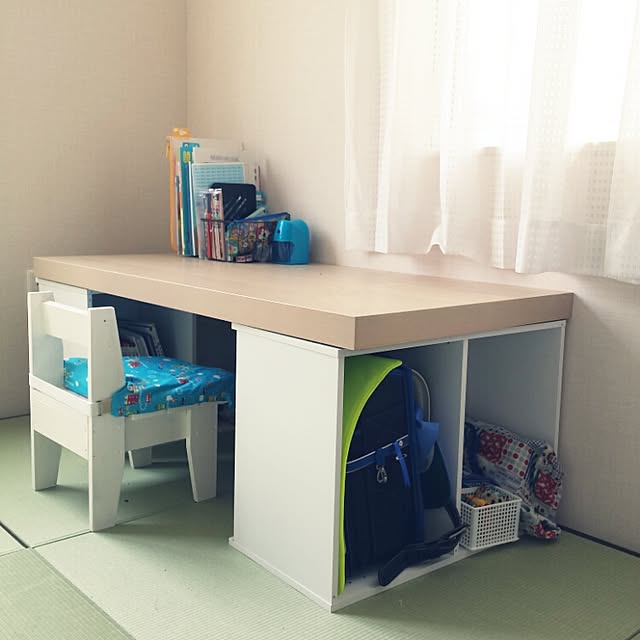 My Desk,DIY テーブル,セリア,新一年生♪,たたみコーナー,カラボリメイク,カラーボックス,学習机DIY,畳が丘 tomitomiの部屋