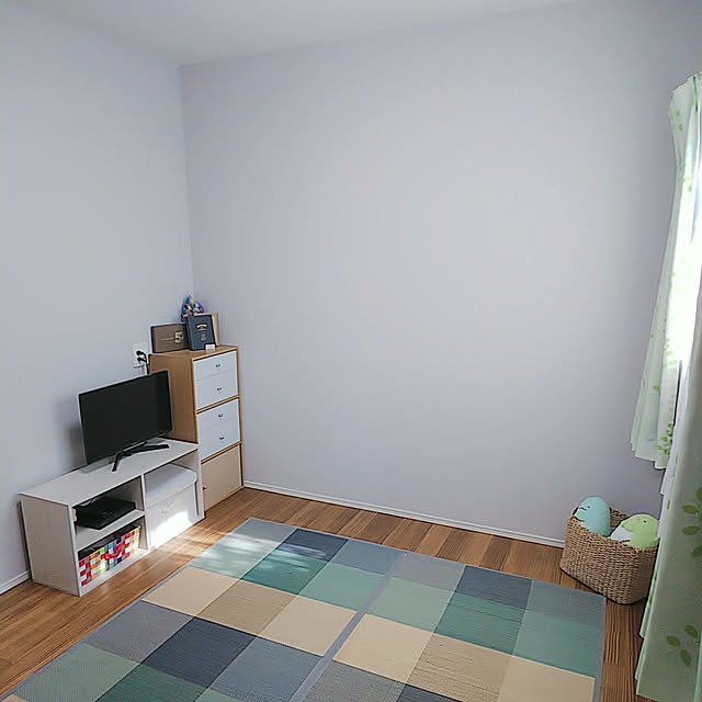 Bedroom,夏の模様替え,平屋,寝室,ラグマット,テレビの部屋,テレビ2台目,5畳寝室,ニトリ komiso24の部屋