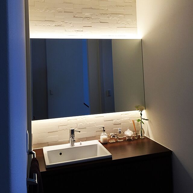 Bathroom,ウォールナット,エコカラット,ミラー,ホテルライク,間接照明 waxlgnr7の部屋