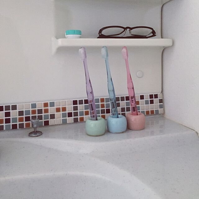 Bathroom,モザイクタイル DIY,無印良品,歯ブラシ立て,歯ブラシ,北欧,ミニマム p-の部屋