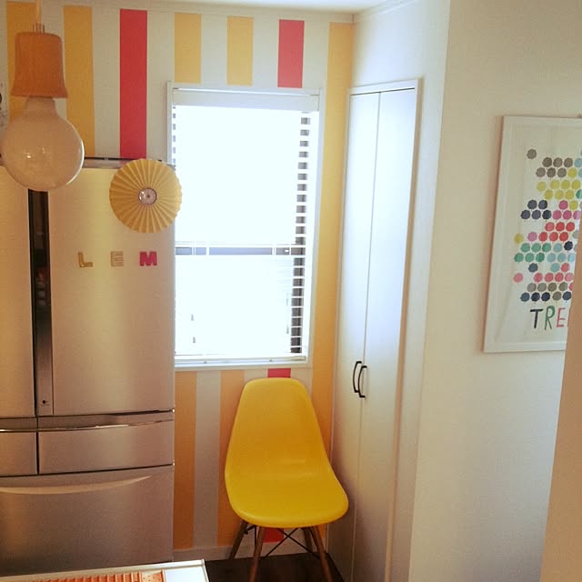 Kitchen,マスキングテープ,暖色系が好き,イームズ,赤 黄色 オレンジ 白が好き〜！,IKEA,日当たりが悪いんです‥.,新居 arilemaの部屋