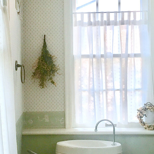 Bathroom,壁紙,クロス,雨,2018.3.21☔,ナチュラル,カントリー Claraの部屋