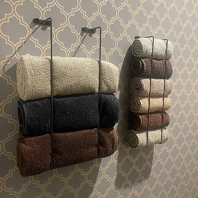 Bathroom,プッシュピン,セリアアイアンバー,セリアのアイアンバー,セリア,DIY,バスタオル収納DIY,バスタオル収納,タオル収納の工夫,タオル収納DIY,タオル収納,高コスパアイテム Y33355の部屋