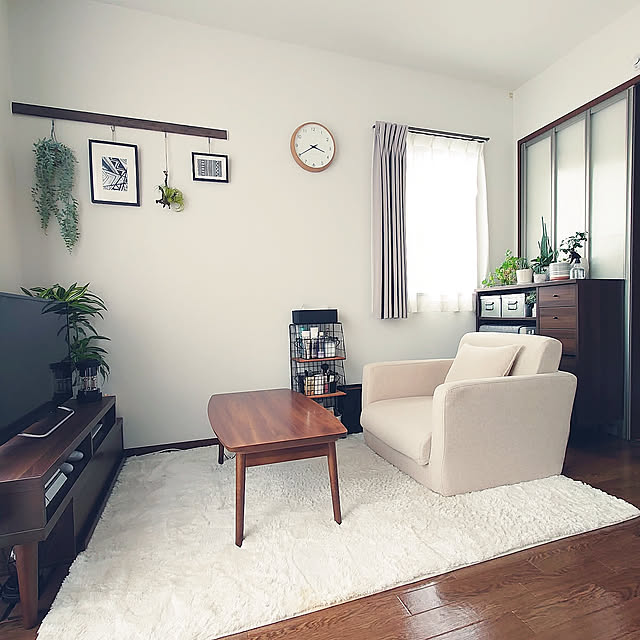 Lounge,ソファベッド,1K,一人暮らし,賃貸,6畳,7畳,グリーンのある暮らし,観葉植物,ブラウンインテリア,アートのある暮らし,こたつのある部屋 saya-nagaの部屋