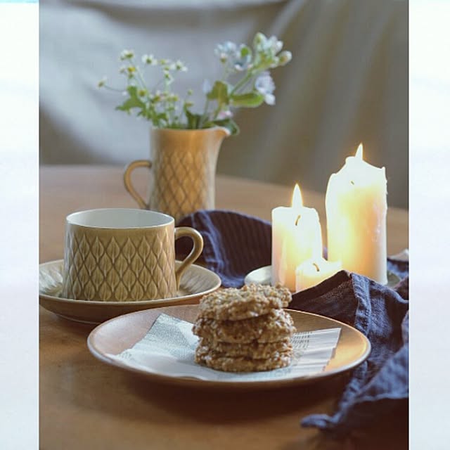 My Desk,北欧,北欧ヴィンテージ,クイストゴー,キャンドル,クッキー,手作り,お茶の時間,fog linen work,花 kurumin5の部屋