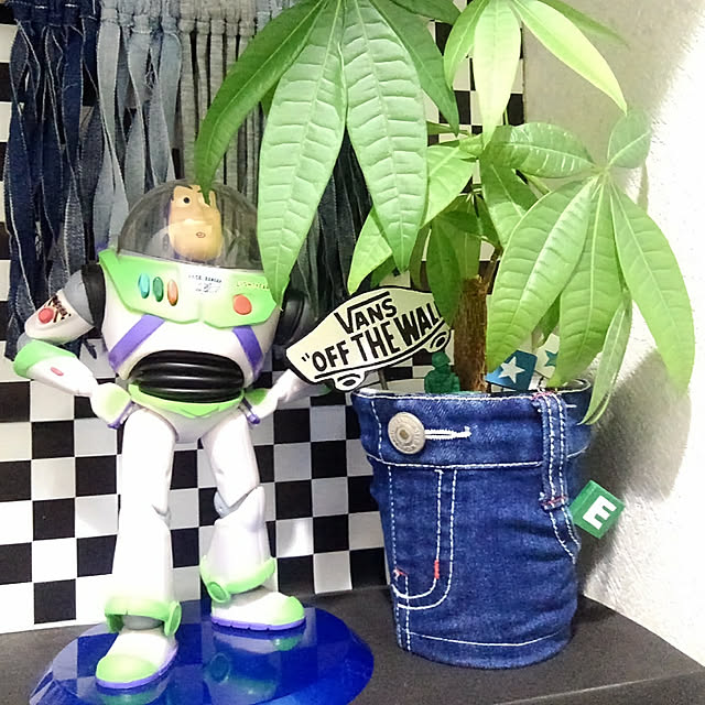 Bathroom,植木鉢,リメイク,ステンシル,ガーデンピック,ガーデンピック手作り,自作,手作り,男前,パキラ,鉢カバー,ハンドメイド,トイ・ストーリー,バズ,バズライトイヤー,デニム,デニムリメイク,VANS,VANS OFF THE WALL,リトルアーミーメン,グリーンアーミーメン,ディスプレイコーナー,ディスプレイ T.N.Mの部屋