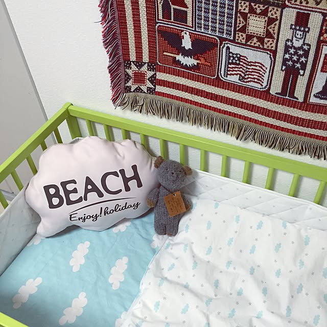 Bedroom,星,beach,4月生まれのくまさん,娘ちゃん♡,息子くん♡,ベビーベッド,IKEAのベビーベッド,星条旗柄,こどもと暮らす。,いつもいいね！ありがとうございます♪ hiiimamaの部屋