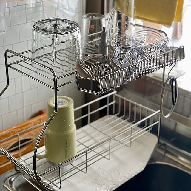 Kitchen,収納上手な水切りカゴ,お皿を立てかけられる,すべり止めつき,滑り止めつき,伸縮式,水切りカゴ,水切りラック,ドレイントレー,買ってよかったもの kuromameの部屋