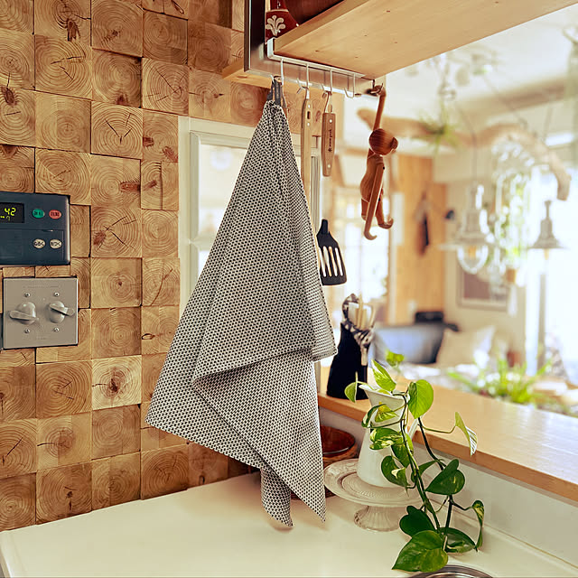 キッチンカウンター,グリーンのある暮らし,ジョージジェンセン ティータオル,おうち見直しキャンペーン,Kitchen chikichikiの部屋