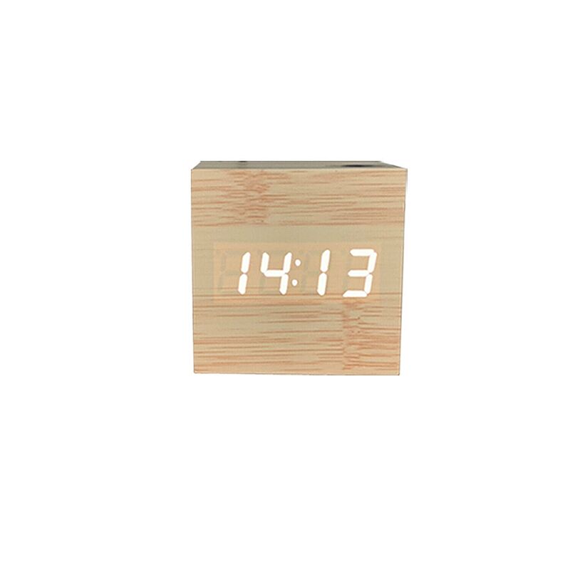wood cube clock