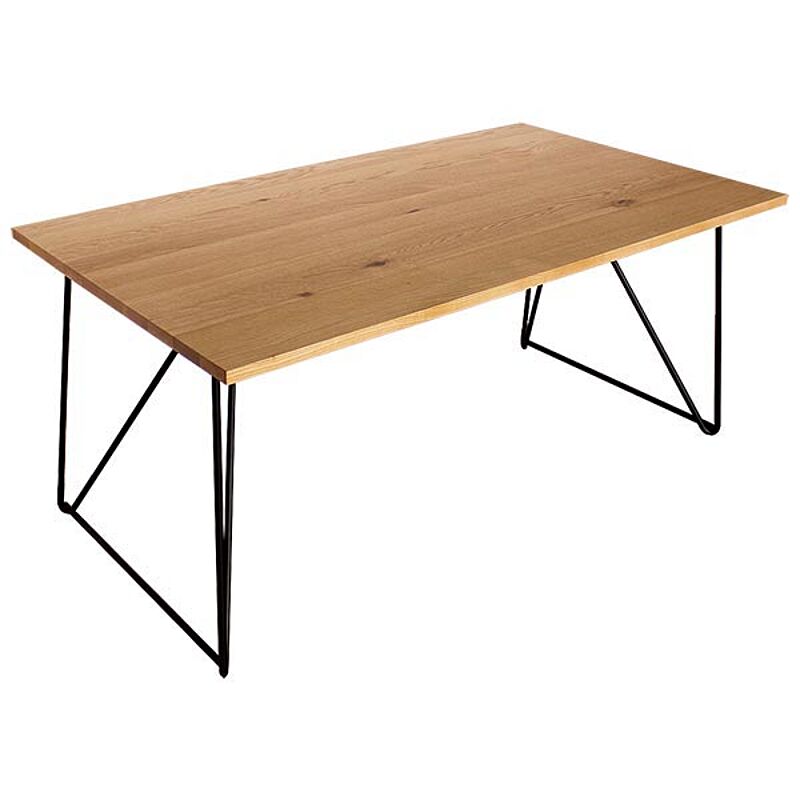 ダイニングテーブル 幅180 奥行90 天然木 オーク 無垢 ワイヤー脚 木製テーブル サイズオーダー 長方形テーブル ナチュラル 西海岸 シンプル A-stage エーステージ