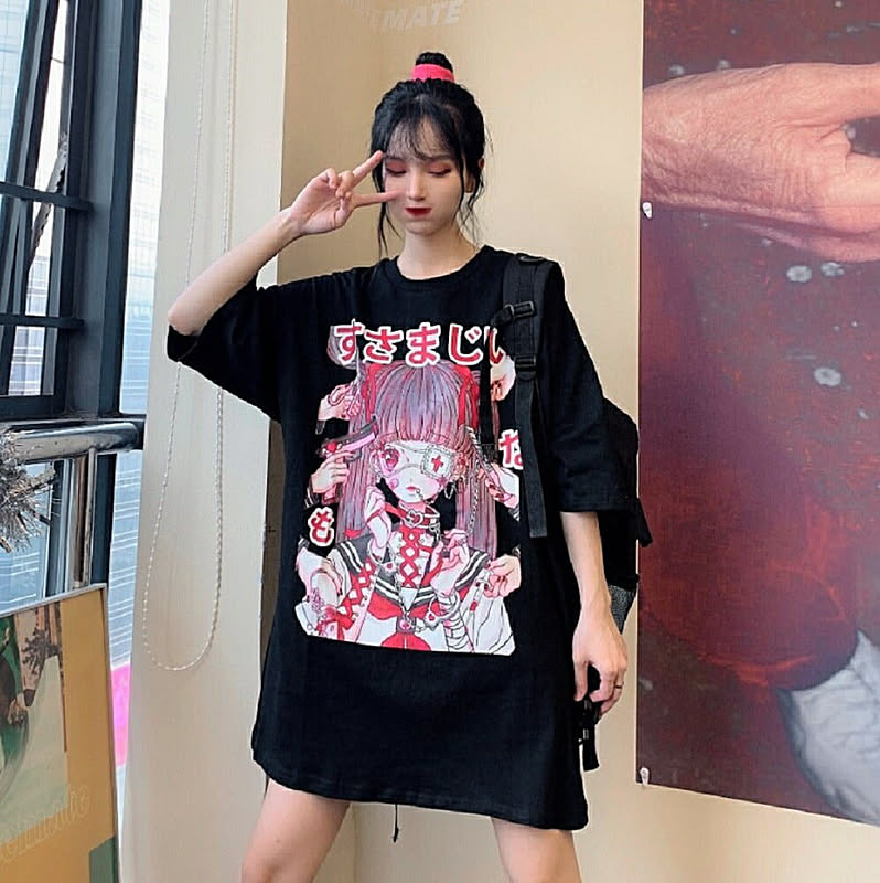 トップス Tシャツ すさまじい レディース 病みかわ 韓国ファッション 韓国 オルチャン 韓流 ゴシック ゴスロリ ヴィジュアル系 手錠 眼帯 ハート 通販 Roomclipショッピング
