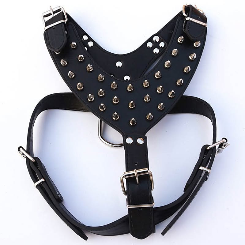 ハーネス 犬用 ブラック スタッズ トゲトゲ ワイルド スパイク チョーカー バックル 調節 ベルト ペット 安全 散歩 中型犬 大型犬 かっこいい おしゃれ 個性的 リード 通販 Roomclipショッピング