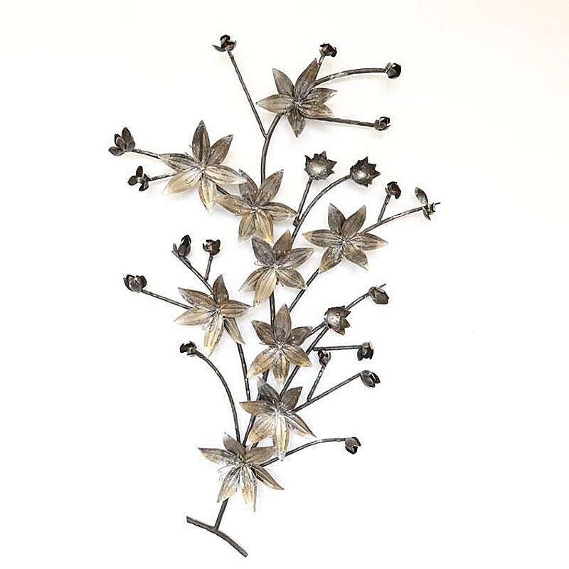 アイアン 壁飾り 花 ウォールデコ ユリ シルバー  1507TSF005