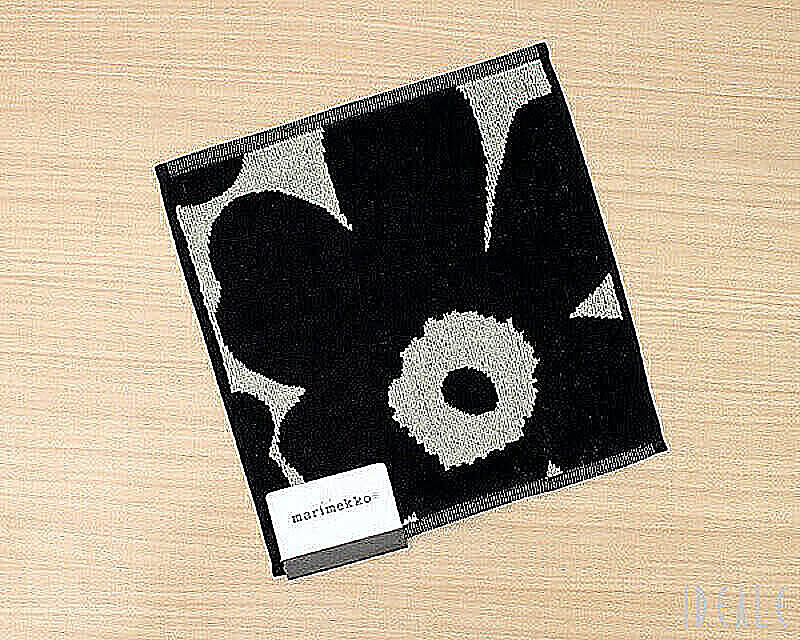 マリメッコ ウニッコ ミニタオル 25x25cm ブラック/サンド marimekko UNIKKO