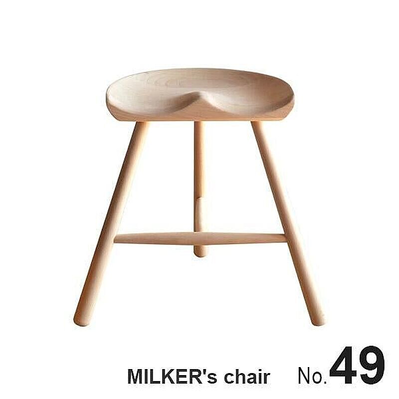 MILKER's chair No.49 ミルカーズチェア ３本足 木製 スツール | 椅子 ダイニング 高さ 49 インテリア 座り心地 無塗装 無垢材