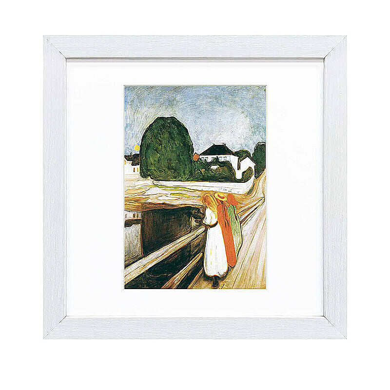 Edvard Munch（エドヴァルド ムンク） 桟橋の上の少女たち アートポスター（フレーム付き） m11474