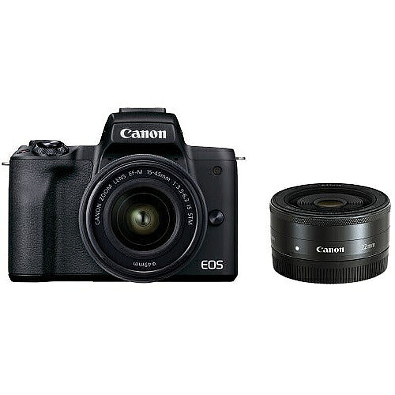 Canon ミラーレス一眼カメラ EOS Kiss M2 ダブルレンズキット ブラック キヤノン ミラーレス 一眼 デジタルカメラ 管理No. 2702030001122-322